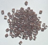 10 grams of 4x4mm Colorlined Opaque Brown Miyuki Cubes